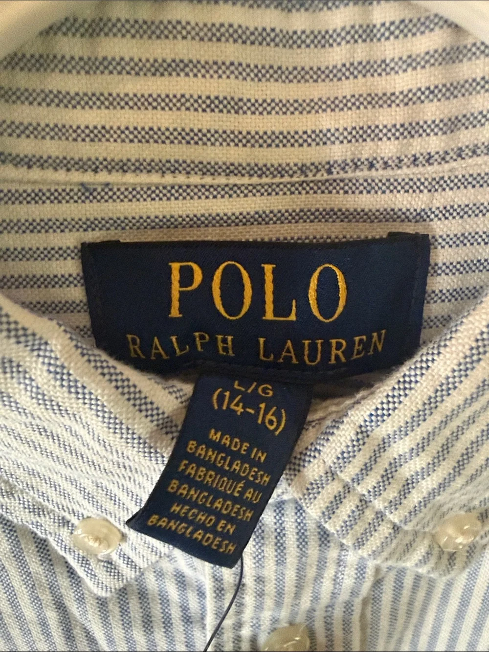 Polo by Ralph Lauren Blue & White Thin-Stripe Oxford Shirt